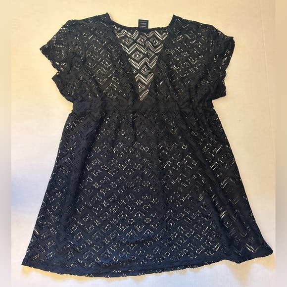 Catalina Black Lace Cover-Up beach dress w/geometric pattern Sz-XL(16-18). N16 - Picture 3 of 7